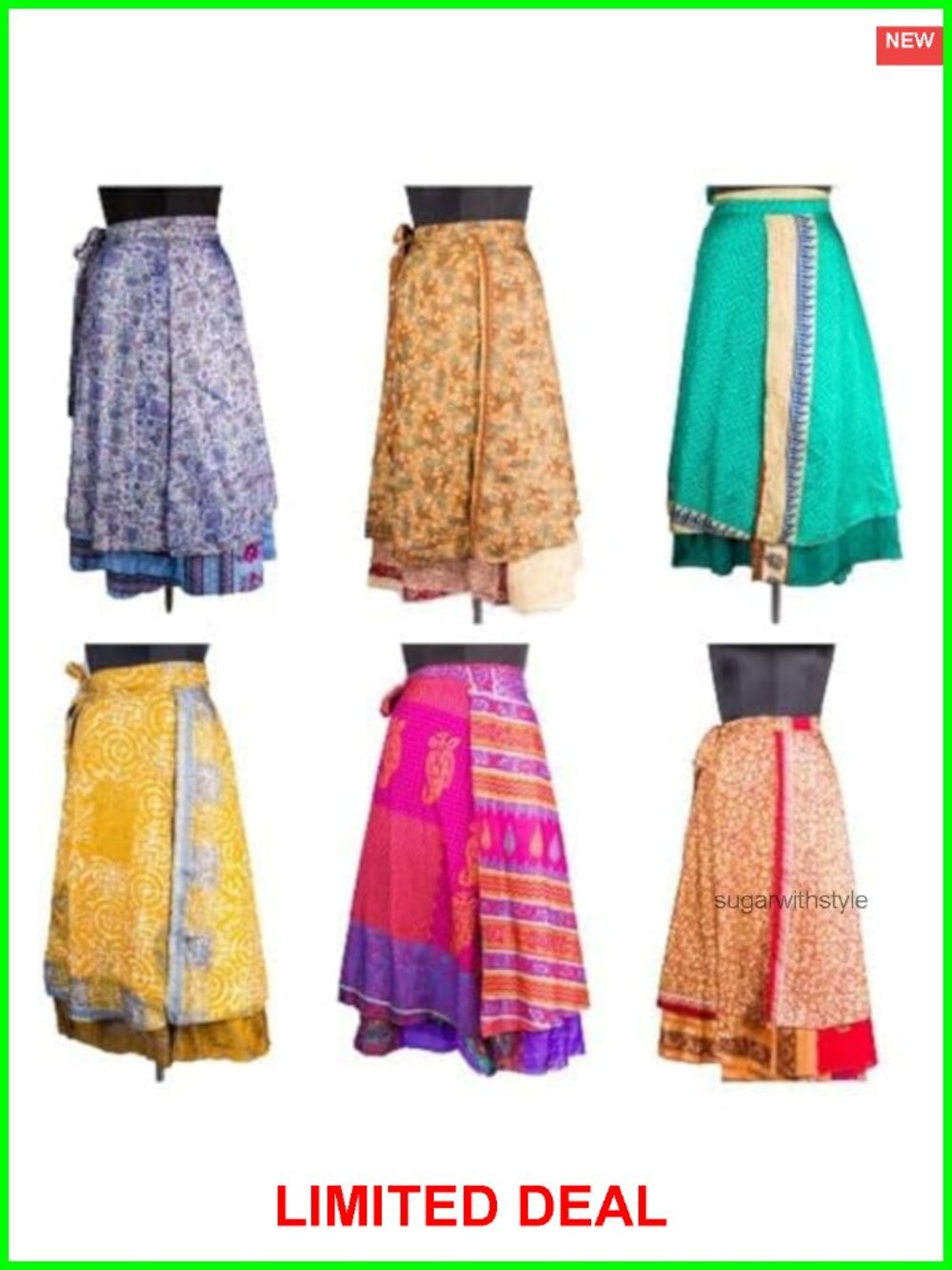 Long Silk Wrap Skirt Set Reversible Yoga Beach Festival